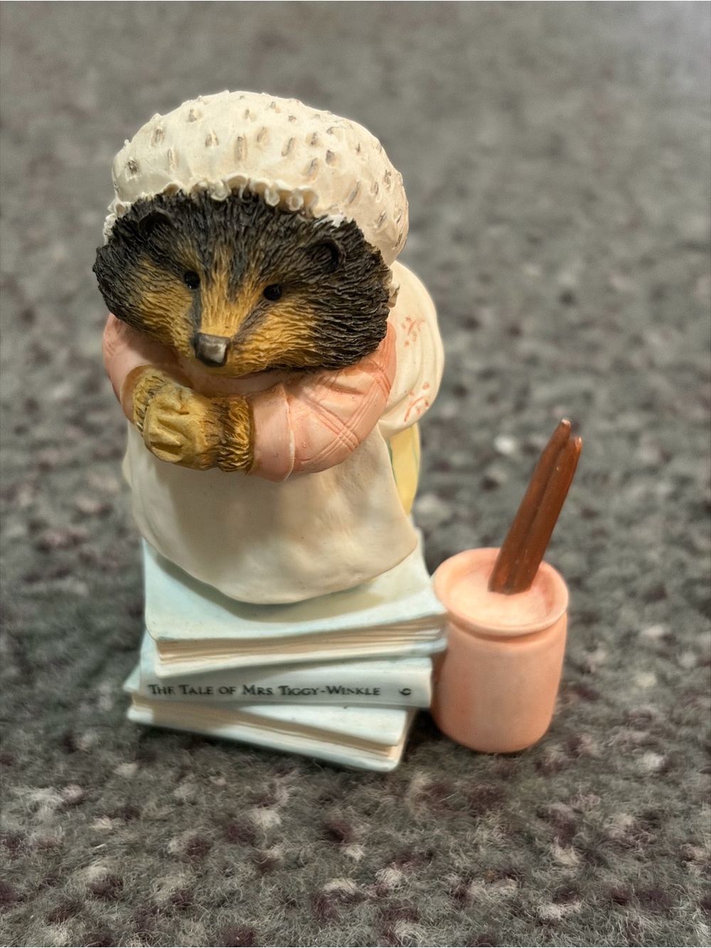 Mrs. Tiggy-Winkle Hedgehog Figurine in Cream, Pink and Brown